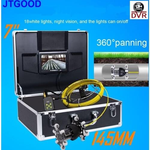 JTGOOD 7" Monitor DVR 145MM 360 Degree Rotation Pipe Inspection Video Camera IP68 Drain Sewer Pipeline Industrial Endoscope