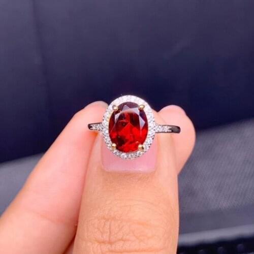 CoLife Jewelry Classic 925 Silver Garnet Ring 8mm*10mm Natural Garnet Ring Fashion Garnet Jewelry Anniversary Gift for Wife