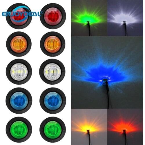 3/4" Round LED Clearence Light 2pcs 3Leds Waterproof Car Side Marker Lamp Bullet Lamp 12V Front/Rear/Left/Right For Trucks