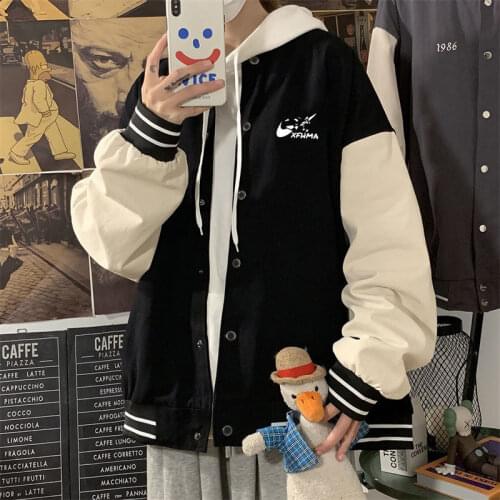 Autumn Patchwork Oversized Baseball Uniform Jacket Korean Man Trend Loose Top Casual Streetwear Men Bomber Jacket Couple Clothes