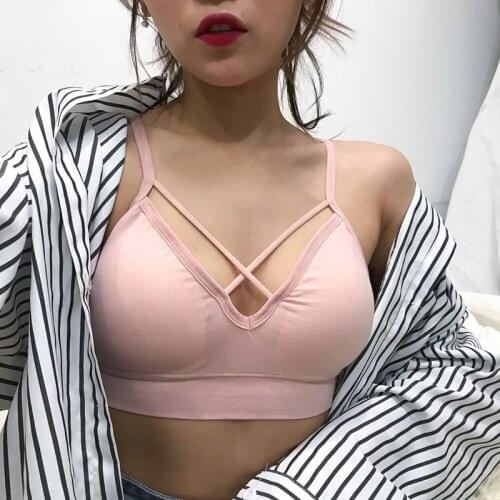 Summer Seamless Breathable Students Sport Bras Women No Steel Rings Tube Tops Solid Color Thin Strap Cross Beauty Back Bras New