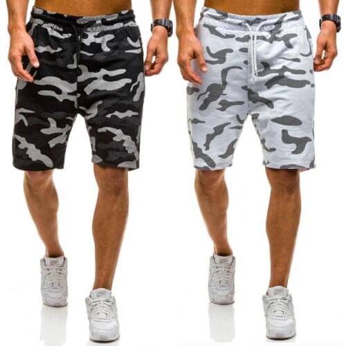 Summer camouflage lace-up shorts mens sports five-point pants loose mens straight shorts
