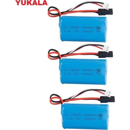 YUKALA 1-3PCS 7.4v 1500mah Li-ion battery 15c 18650 for BG1518 BG1513 BG1515 BG1507 BG1506 1/12 RC truck 7.4 V 1500 MAH