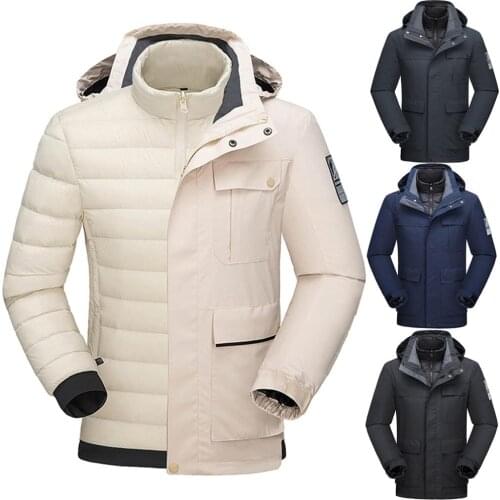 2020 Mens Winter 3 in 1 Ski Jackets Outdoor Sports Hiking Skiing Snowboard two-piece down liner detachable Windproof warm Coats