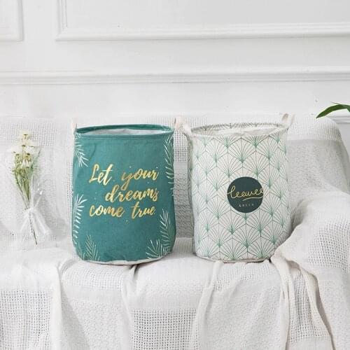 Brand New leaves new cotton and linen laundry basket storage bucket home storage folding bedroom storage laundry basket