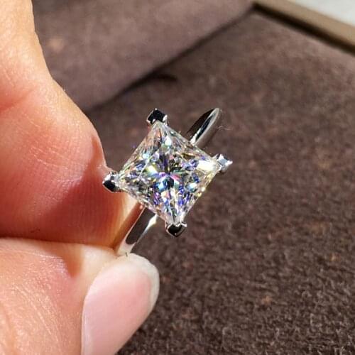 2020 New Female Luxury 925 Sterling Silver Wedding Band Ring Simple Square Cut Gemstone Eternity S925 Silver Rings for Women