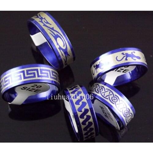 Wholesale - 36 pcs bule Stainless Steel Rings Fashion Jewelry Mixed