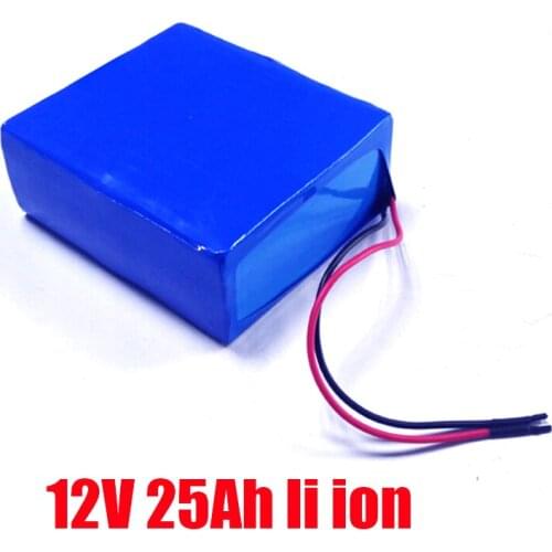 300Wh rechargeable 12V 25Ah 18650 pack lithium battery for solar storage + charger