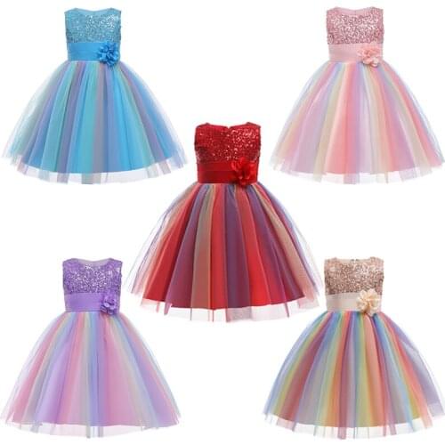 Baby Girls Dress High Quality Sequins Mesh Princess Dress Summer Sleeveless Casual Christmas Costume Party Birthday Kids Dresses