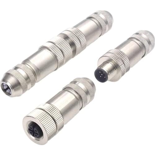 Industrial Straight/Elbow M12 4 5 8 12 Pin Power Adapter Waterproof Aviation Connector Solderless Push Pull Quick Screw Locking