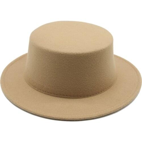 Fedora hats men caps solid white black khaki flat top women hats formal dress wedding outdoor casual panamas gentlemen felt hats