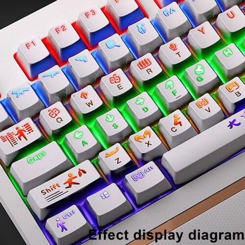 Universal Mechanical Keyboard Keycaps 104Pcs/Set White Backlight Wear-resistant Key Caps Replacement Keyboard Accessory
