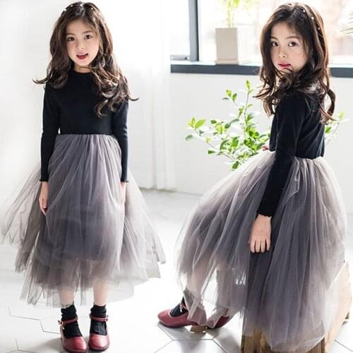 Spring Fall Baby Girls Party Frocks 2020 Elegant Girl Princess Tulle Evening Dress For Birthday Party Teens Kids Clothes 4-14T