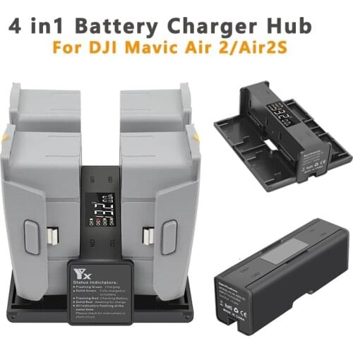 4 in1 Battery Charger Hub For DJI Mavic Air2/2S Charging Hub Portable Intelligent LED Drone DJI Mavic Air 2/2S Battery Charger