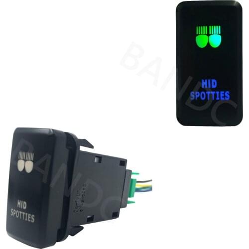 GREEN & BLUE Led Lamp, Car HID SPOTTIES Rocker Push Switch with Wiring Connector for Toyota Landcruiser 79 Series New Model