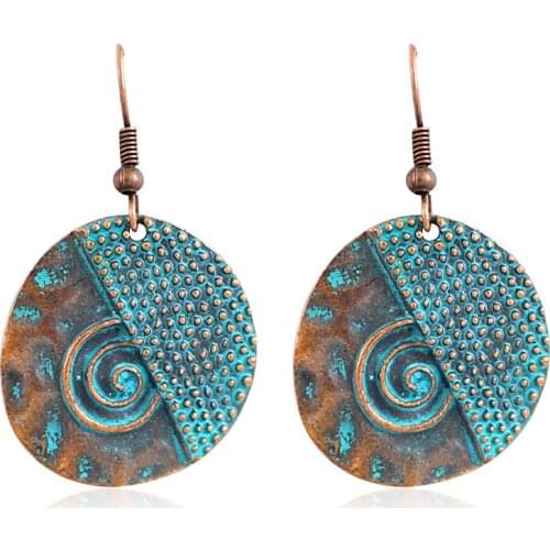 Irregular Round Wave Dots Spiral Drop Earrings Female Retro Glamour Earrings Bohemia Beach Holiday Jewellery Women gifts