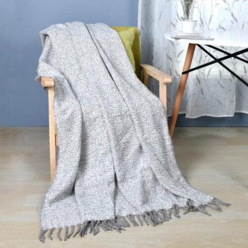 Winter Warm Blanket for Adults Kids Gray Acrylic Tassel Edge Thread Blankets for Sofa Bed Car 130x170cm Big Home Throws