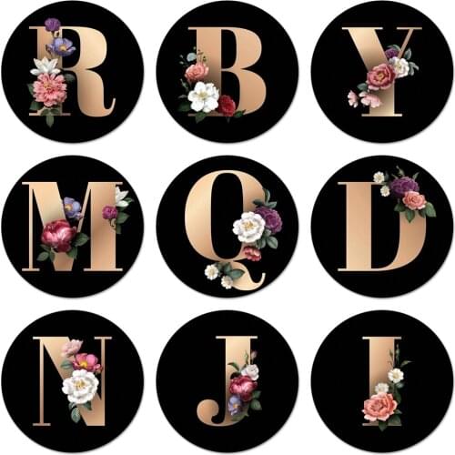 Letter Alphabet Flowers Icons Pins Badge Decoration Brooches Metal Badges For Backpack Decoration 58mm
