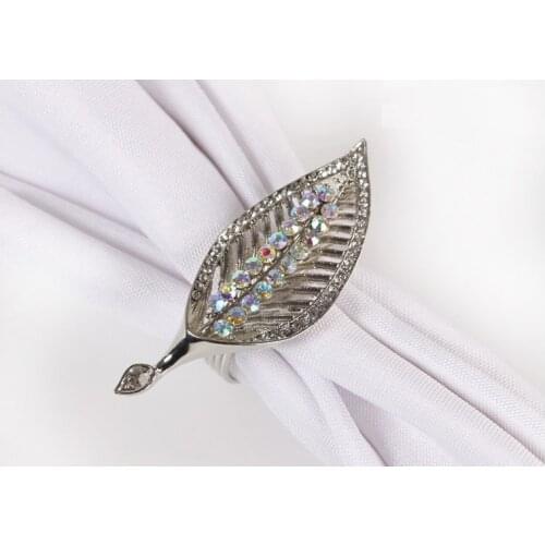 10pcs/lot Sale hotel restaurant leaf rhinestone napkin buckle soft loaded model room alloy napkin ring napkin ring