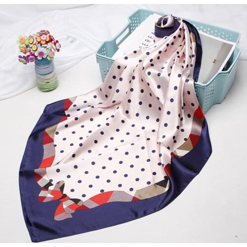 2019 Fashion Dot Print Hair Scarf For Women Square Shawls Silk Satin Hijab Scarfs Red 90*90cm Luxury Kerchief Scarves For Ladies