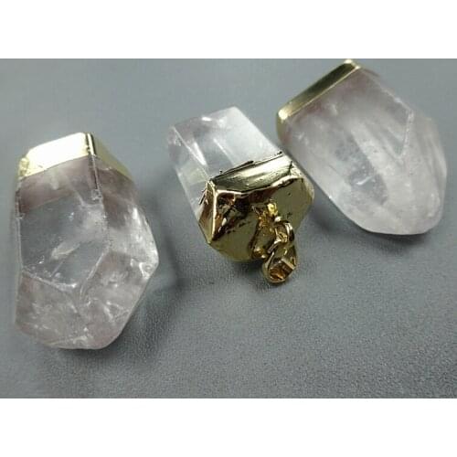 3pcs Big Crystal Pillar Pure White Natural Crystal Point Pendant Wholesale Mystic Titanium Necklace Craft Supplier