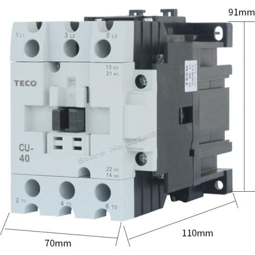 40A 50/60Hz Ui1000V AC Contactor AC24V 380V 220V 110V Coil Voltage CU-40 3NO1NO1NC 3A1a1b TECO Contactors