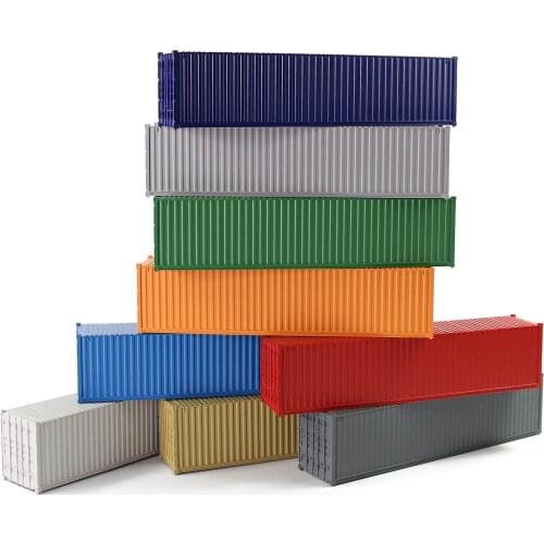 9pcs HO Scale 1:87 40ft Blank Shipping Container Model Trains Cargo Box No Print Pure Color C8740