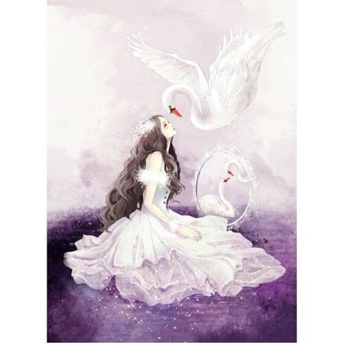 2021 New 5D DIY Full Round Diamond Painting Gemini Cross Stitch Swan Princess 3D Embroidery Rhinestone Mosaic Home Decor Y1552