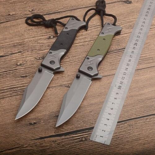 Free shipping 58HRC hardness G10+aluminum handle camping survival folding pocket knife outdoor tools tactical hunting knives