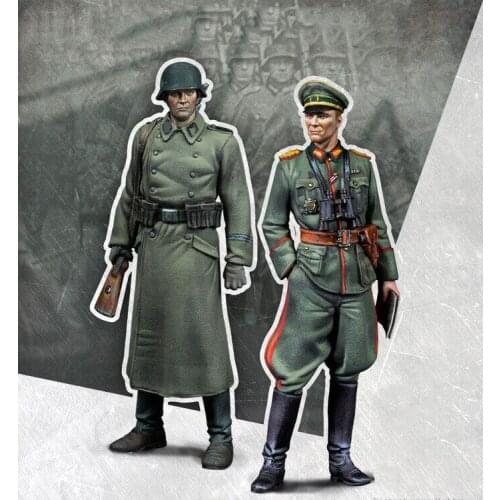 Free Shipping 1/35 Scale Unpainted Resin Figure WW2 Ger Staff 2 figures collection figure
