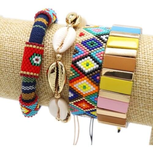 ZHONGVI Pulseras Mujer Moda 2021 Miyuki Evil Eye Bracelet Jewelry Enamel Tile Bracelets Women Boho Multicolor Armband Gift