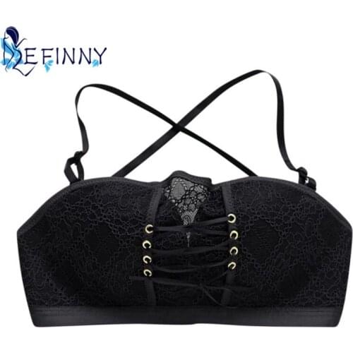 Women B Cup Side Closure Push Up Bra Wire Free Fashion Student Girl Everyday Bandage Intimates Sexy Lace Invisible Lingerie