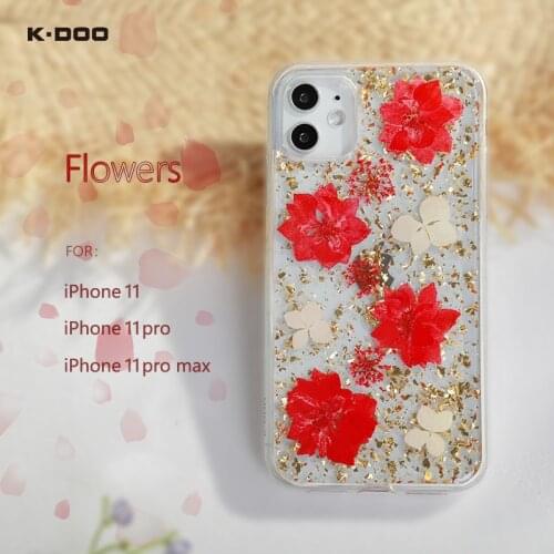 K-Doo genuine Flowers mobile phone case real dried flowers protective anti-shock back cover for iPhone11/11pro/11promax