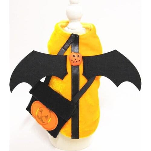Halloween Pet Dog Costumes Bat Wings Pumpkin Bag Decor Cute Fancy Dress Up Halloween Pet Dog Cat Costume