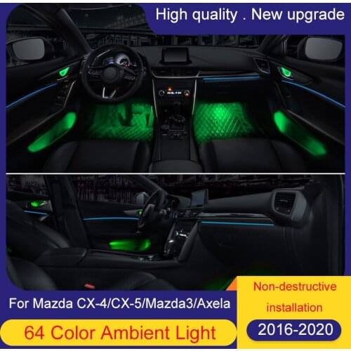 For Mazda 3 AXELA Mazda 6 ATENZA CX4 CX5 2016-2020 Car neon ambient light 64-color decorative Atmosphere automatic conversion