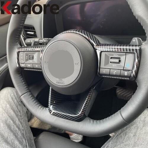 For Nissan Rogue X-trail 2021 2022 Carbon Fiber Steering Wheel Panel Cover Trim Sticker Car Interior Accessories 2pcs/set