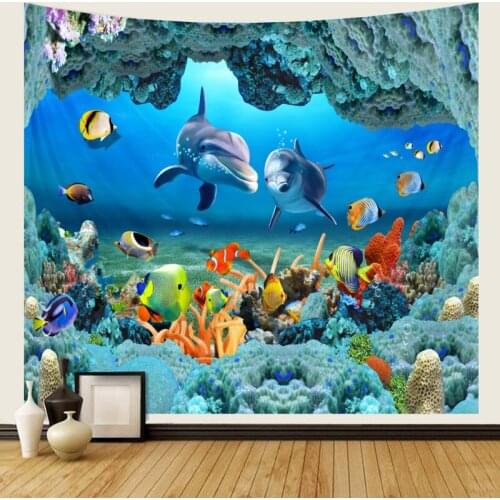 Tapestry of Marine animalWall Hanging Bed Spread Beach Towel Table Cloth Yoga Mat Muebles de la Sala Christmas Decoration