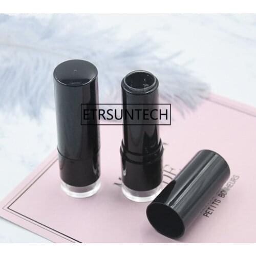 Lipstick Tube 12.1MM Black Color Round Shape Lip Gloss Case DIY Lip Balm Container Cosmetic Tool F1249