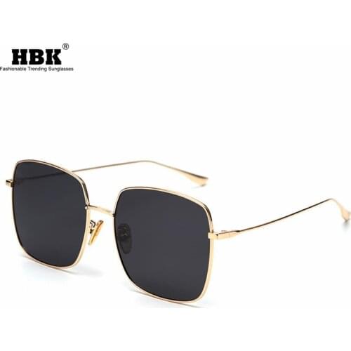 HBK New Metal Polarized Fashion Colorful Sunglasses Female Men Square Big Frame Sun Glasses Outside Vacation Eyewear UV400