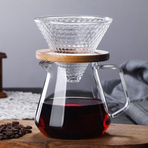Strawberry Glass Wooden Coffee Dripper and Pot Set 500ML for Coffee Filter Reusable Coffee Filters Creative kitchen supplies