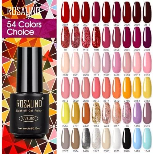 ROSALIND Nail Polish Varnish hybrid Red Series Nail Art Vernis Semi Permanent Base Top Coat UV LED Soff Off Gel nail polish
