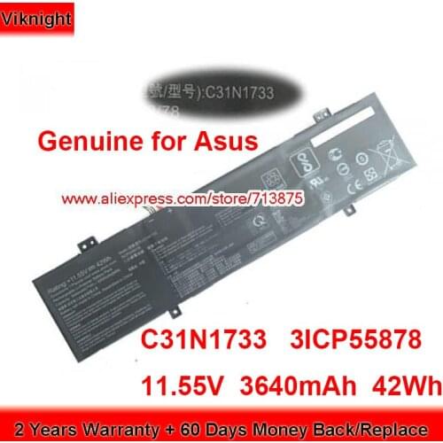 Genuine C31N1733 Battery 3ICP55878 for Asus VivoBook Flip 14 TP412FA-EC035T TP412FA-DB72T TP412UA-EC055T 11.55V 42Wh