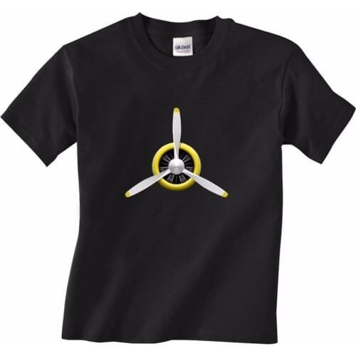 2018 New Summer Style Funny Tshirt Sayings vintage Aviation: Airplane Propeller With Radial Engine - Mens Tee Shirt