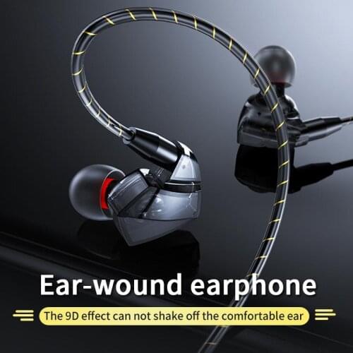 2021 new in-ear wire control subwoofer with wheat sports game waterproof music earphones HIFI universal music earplugs