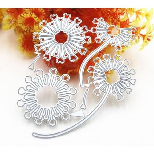 Dandelion Heart Flower Wedding Metal Cutting Dies Cut Die Mold Decoration Scrapbook Paper Craft Knife Mould Blade Punch Stencil