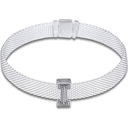 Fits for Pandora Charms Bracelets Letter I Clip Beads 100% 925 Sterling Silver Jewelry Free Shipping