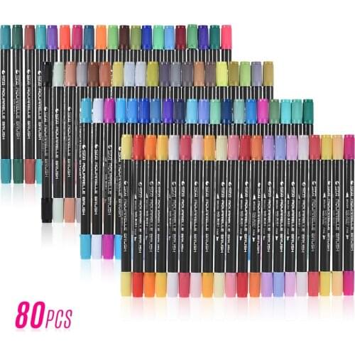 Multicolor Markers Marking Pen Twin Tip Brush Sketch Pens Water Based Ink for Graphic Manga Drawing Designing for School Office