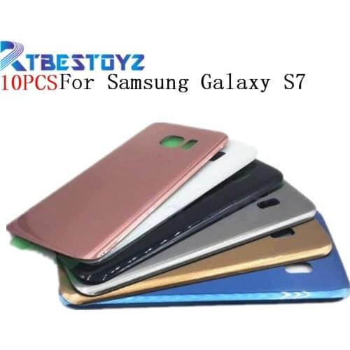 RTBESTOYZ 10PCS/Lot For Samsung Galaxy S7 G930 G930F G930H Back Battery Cover Door Rear Glass Housing Case With Logo