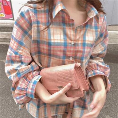 Ins Loose Lazy Casual Shirt Female Korean Harajuku Cute Womens Shirts Ulzzang Japanese Kawaii Vintage Clothes For Women