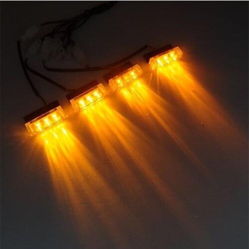 Blue Red Yellow White 4x3 LED Car Truck Strobe Flash Warning Emergency Front Bumper Grille Driving Light Bar Police Firefighter